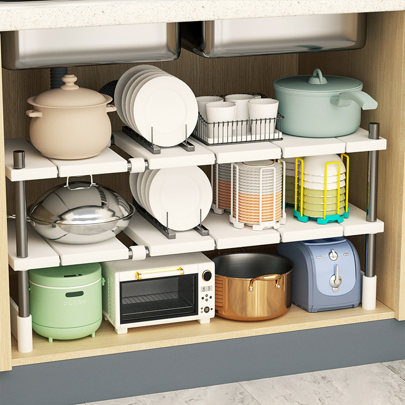 Expandable under-sink storage rack for kitchen, multi-layer shelf inside the cabinet, multifunctional pot rack, storage shelf Expandable under-sink storage rack for kitchen, multi-layer shelf inside the cabinet, multifunctional pot rack, storage shelf