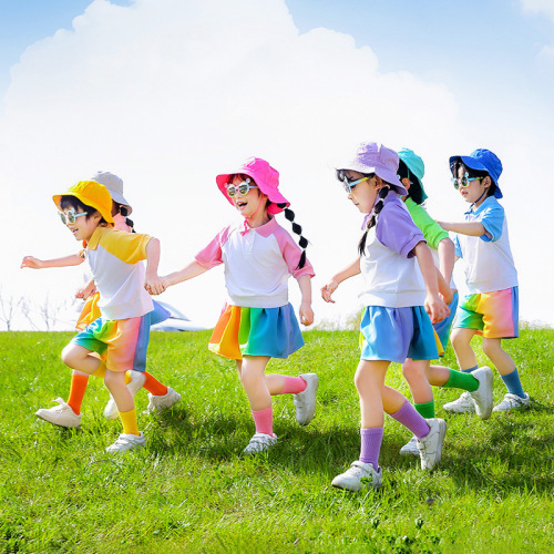 Children's performance costumes Kindergarten class uniforms Primary school dance costumes Candy-colored boys and girls cheerleading street dance performance costumes