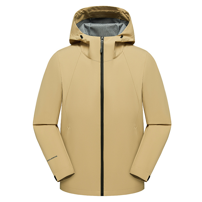 Nuevo traje de asalto al aire libre hombre y mujer a prueba de viento a prueba de agua chaqueta encapuchada chaqueta de capa suave ropa de grupo ropa de trabajo personalizada