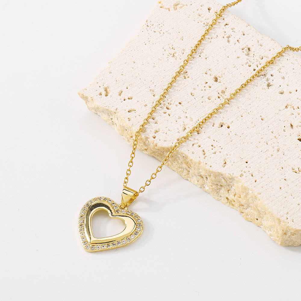 geometric niche love necklace hollow micro-inlaid irregular necklace