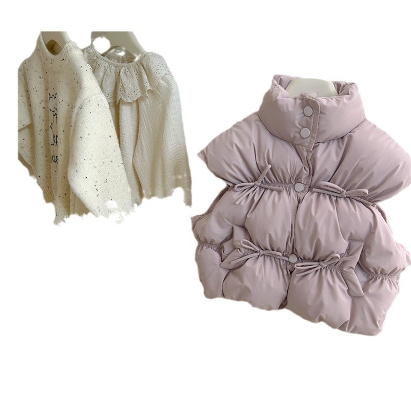 Estrella de niños redonda niñas chaleco de invierno de otoño de aire extranjero chaleco de algodón para niños de invierno de invierno de bebés caliente hombro conjunto de clipes de caballo