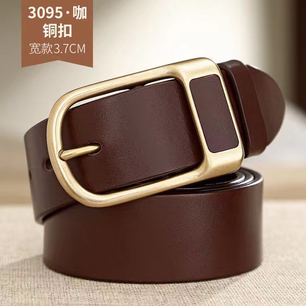 Factory direct sale real cowhide belt men business casual trousers jeans soft leather belt pin buckle belt wholesale