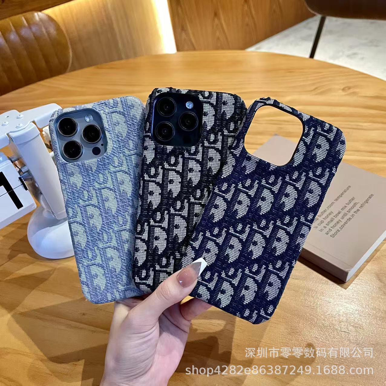 Suitable for European and American Trendy Brands Iphone16 Mobile Phone Case Half Pack 15Promax Fabric Embroider 13 Apple 13Mini