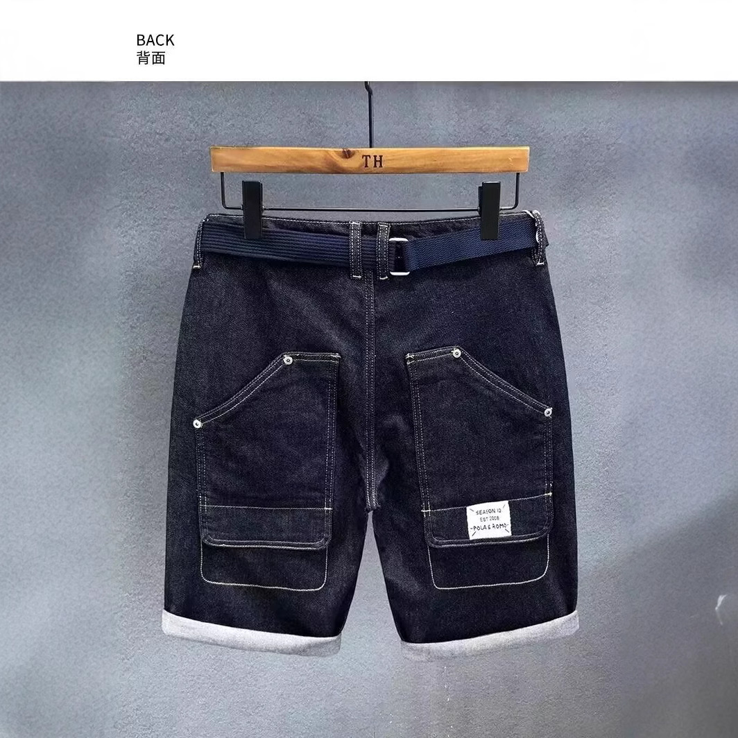 Verano nuevo bolsillo personal jeans pantalones cortos marca de moda hombre pantalones delgados pantalones sueltos