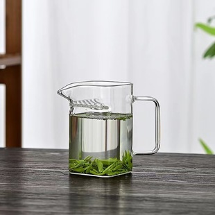Thickened Square Crescent Glass Fair Cup Household Tea Divider Heat-Resistant Tea Drain Set Kung Fu Tea Set Accessories
