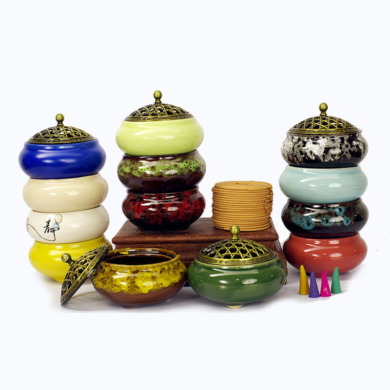 Incense burner wholesale coil incense burner wormwood home incense ceramic kiln change indoor multi-use mosquito burner factory direct sales