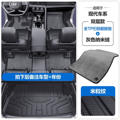 of the Door Sills: Modelə uyğun ayaqaltı - please-leave-a-message-or-note-the-model-year-when-placing-an-order-rice-grain-pattern-tpe-door-sill-mat-gray-nano-velvet-tpe-trunk-mat