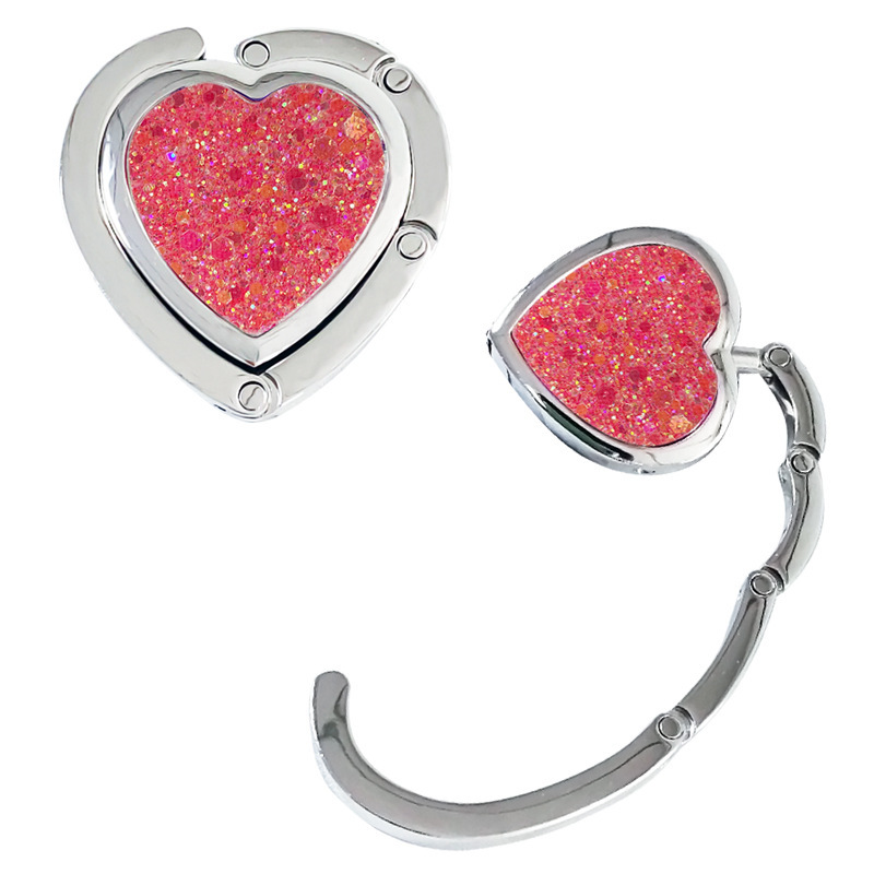 Cross-Border Heart-Shaped Foldable Portable Hanging Bag Holder Heart-Shaped Flash Bag Buckle Women's Wallet Hook Bag Hook