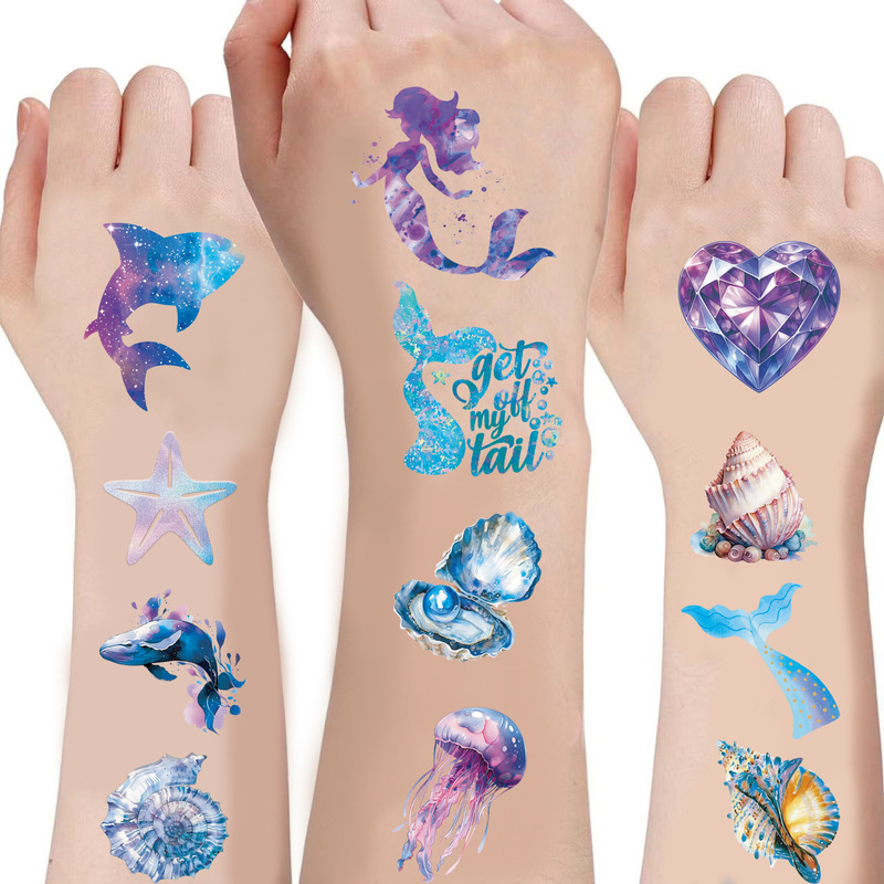 Cross-Border New Product Ocean Series Tattoo Stickers Cute Children's Cartoon Fun Underwater Animal Party Temporary Tattoo Stickers Cross-Border New Product Ocean Series Tattoo Stickers Cute Children's Cartoon Fun Underwater Animal Party Temporary Tattoo Stickers
