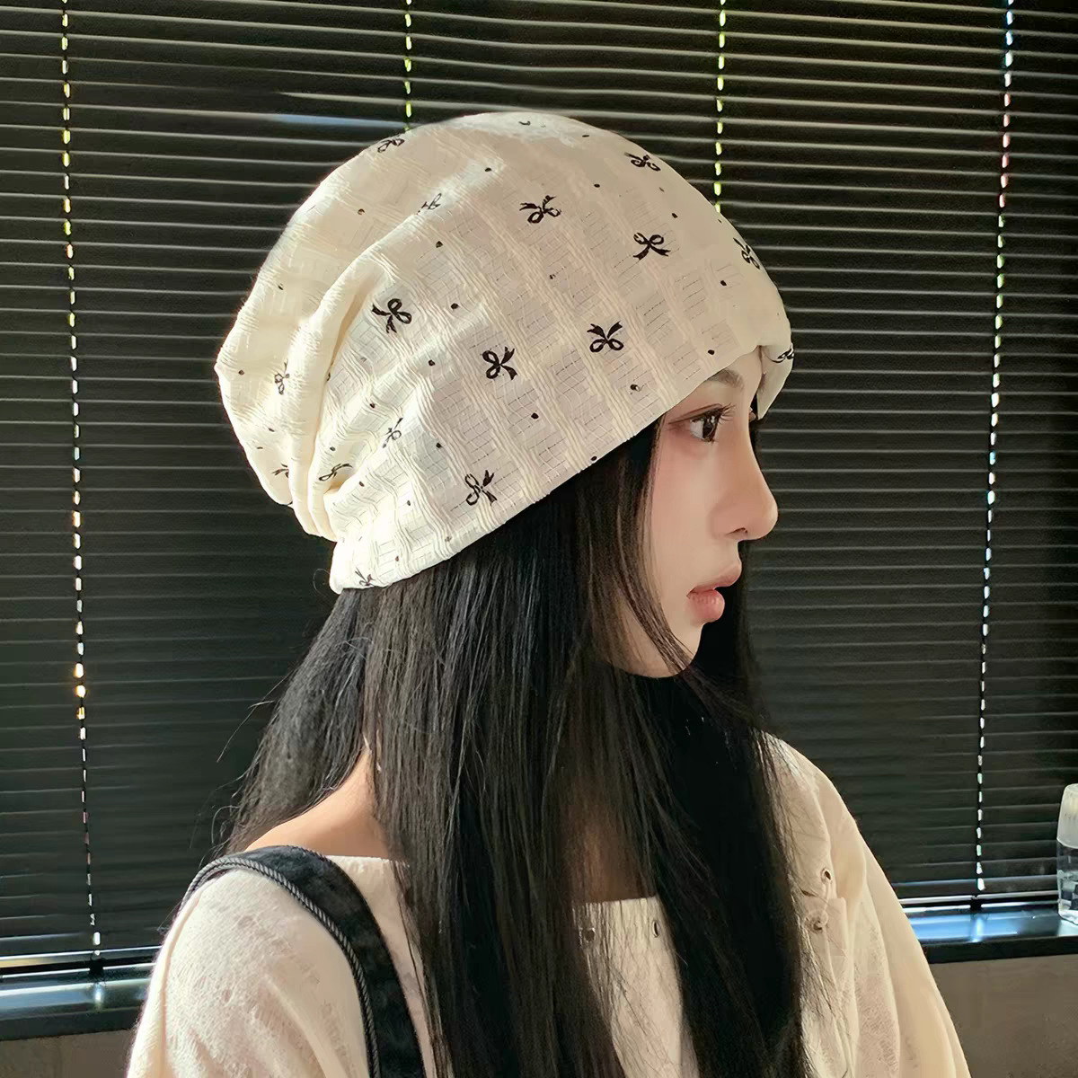 summer thin breathable hat with bow