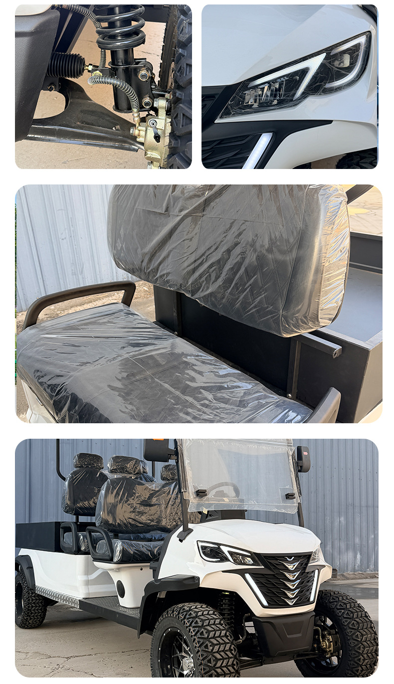 Golf Cart with Cargo Bed, 4-Wheel Electric 4-Seater Beach Car