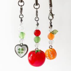 韓國韓式 清新水果可愛甜美番茄橘子四葉草手機掛鏈手工串珠ins風