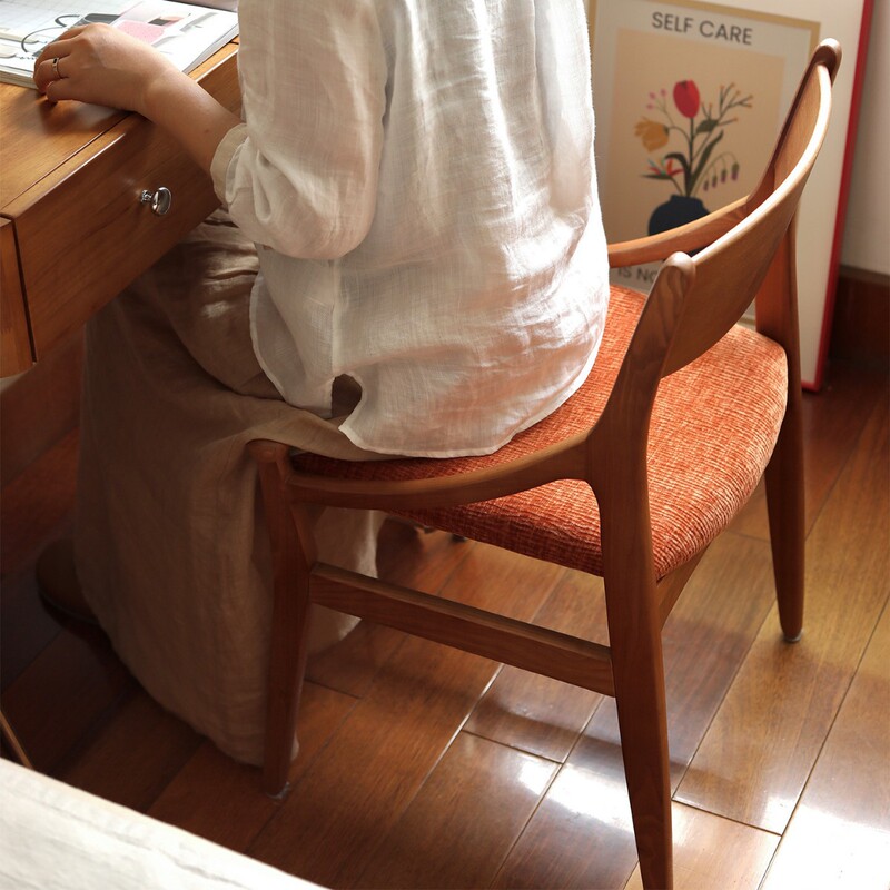 中古风实木餐椅家用休闲办公商用靠背椅高级复古书桌梳化妆台凳子|undefined