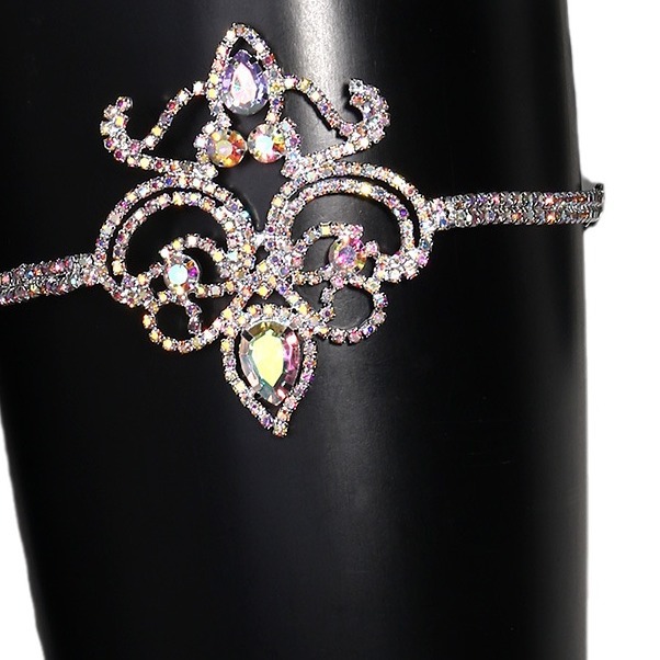 Cross-Border moda colorida cuerda elástica Cadena de la pierna Cadena de diamantes de imitación bohemio Cadena de la pierna accesorios versátiles Cadena de la pierna