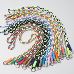 Mobile phone lanyard thick rope anti-lost diagonal colorful braided lanyard mobile phone accessories DIY lanyard wholesale