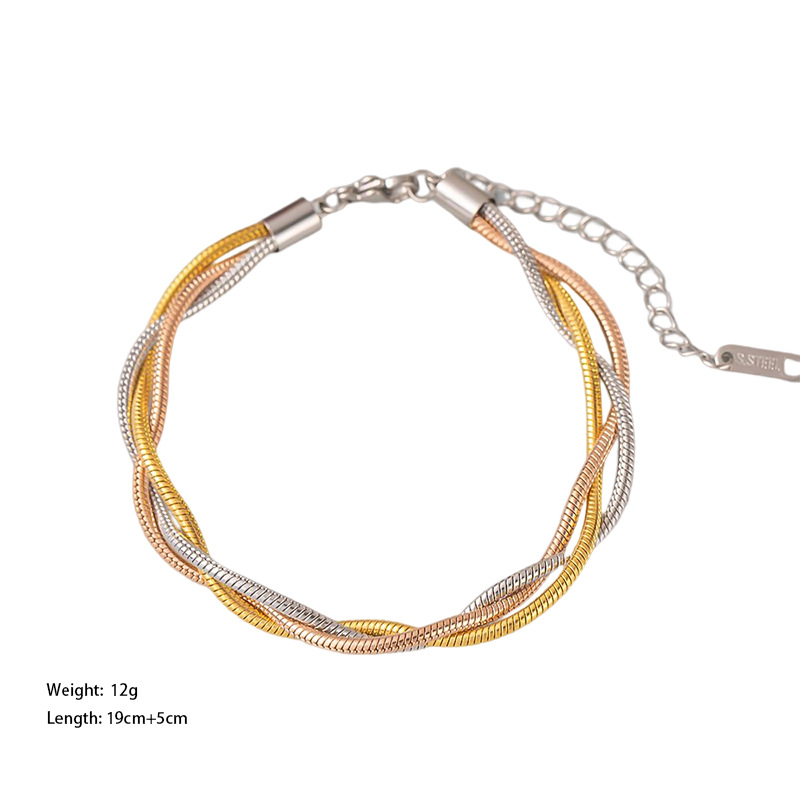 17g Weight Wholesale Jewelry Streetwear Solid Color 304 Stainless Steel 18K Gold Plated Rose Gold Plated Plating Bracelets Necklace