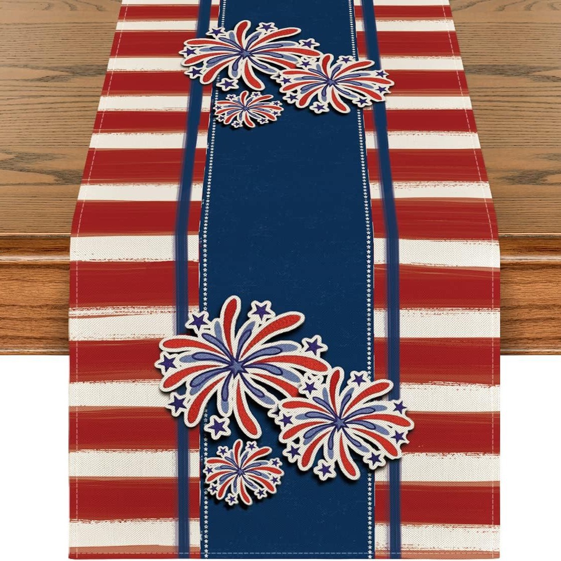 Transfronterizo 2024 Amazon nuevo día independiente pentáculo lino tabla bandera tabla de comedor tabla de té tabla de bandera
