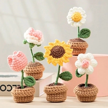 Hand-knitted Sunflower Tuilp Flower Crochet Flowers Potted P
