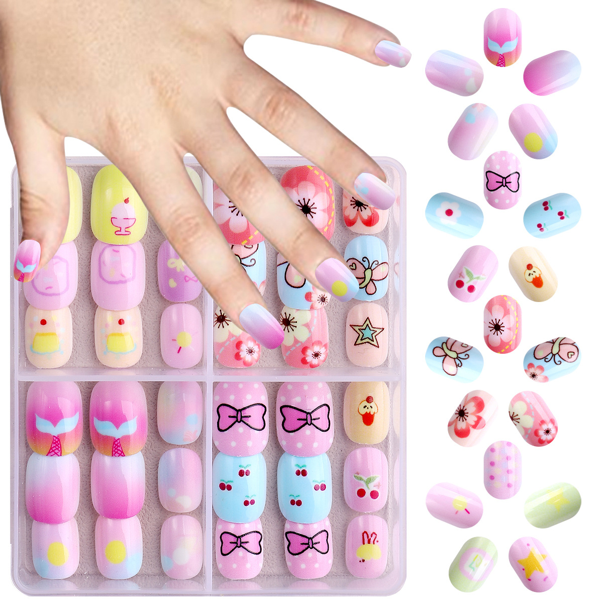 Set de manicura para niñas ZHJP-462 (incluye 3 pegamentos de gelatina gratis + pequeñas limas).