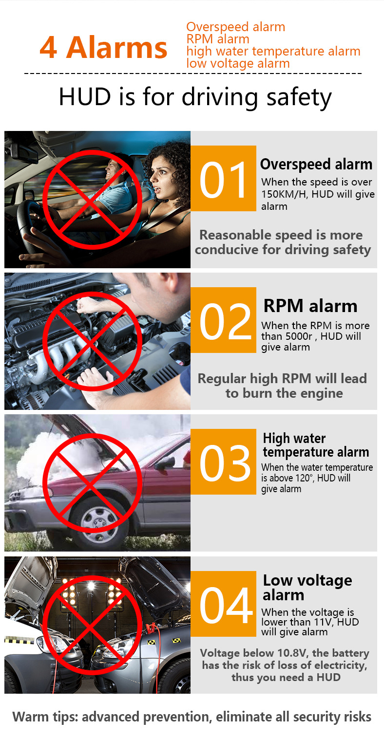 Car Head-Up Display Hd Obd2 Head-Up Display Portable In-Car Hud Projection Digital Instrument Modification