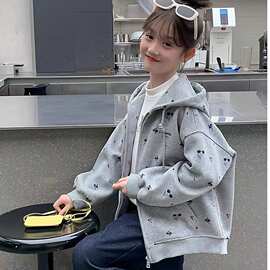 女童棒球服外套2026新款春秋儿童上衣洋气秋季卫衣连帽女孩大童装