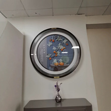 餐厅卧室玄关挂画实木玉雕客厅沙发背景墙装饰画圆壁画新中式家居