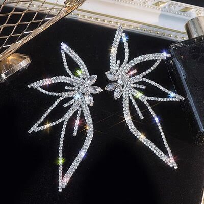 European and American fashion diamond wedding bride laves bling earrings big earrings, Japan and South Korea daily modelling trend wedding jewelry accessories