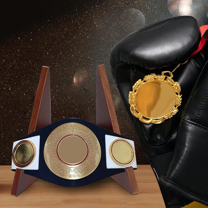 Wooden Championship Belt Display Stand, Adjustable Desktop Stand for Championship Belts, Triangular Boxing Championship Belt Holder