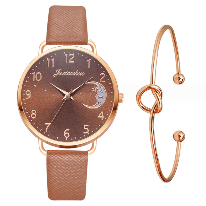 hot products Star Moon pattern Women's Watch simple belt student bracelet suit watch_voghion.com