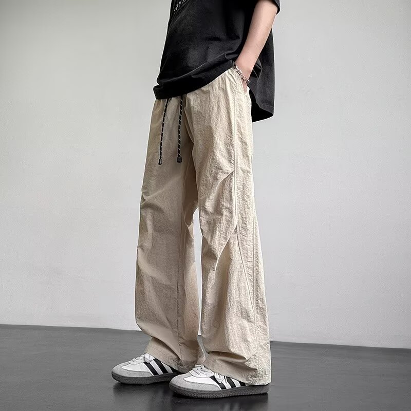 2025 Trendy Brand Paratrooper Assault Pants Versatile Men's American Wide-Leg Loose Casual Pants Summer Ice Silk Cargo Pants