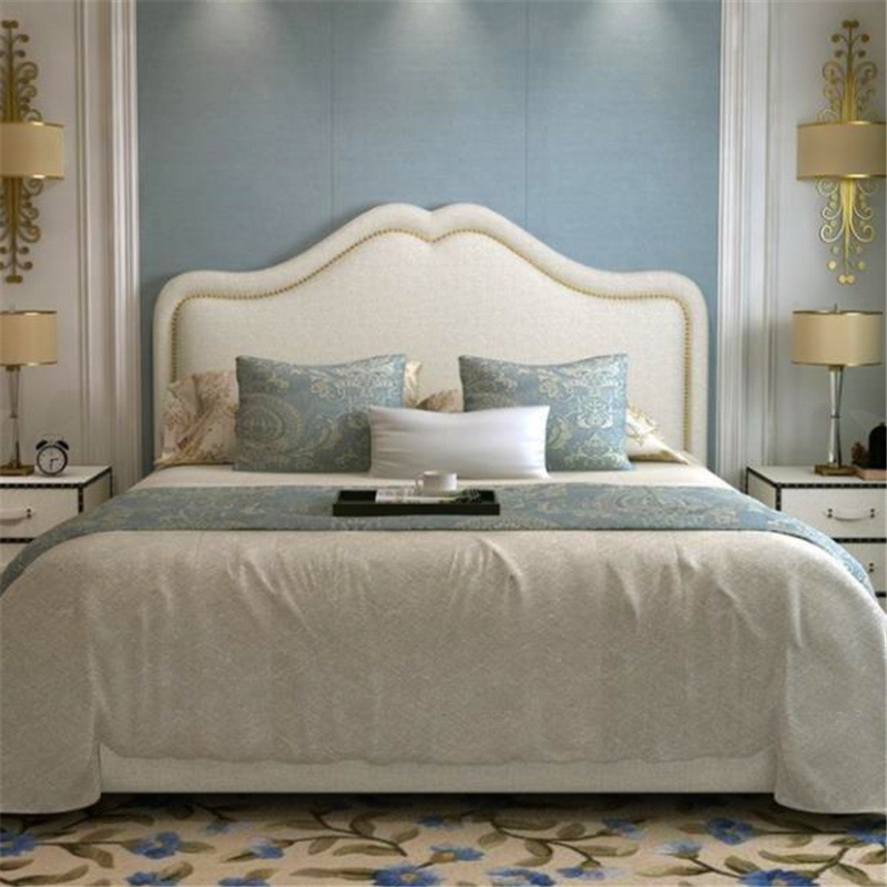 Cama de boda moderna y simple para adolescentes en línea Cama de tela doble de lujo ligera americana Dormitorio principal Cama de tela de tecnología