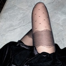 集合篇春夏超薄包芯丝提花黑丝袜日系奶白色爱心圆点蝴蝶结连裤袜