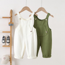 跨境ins童装2025春款韩版儿童背带裤可爱0-3岁宝宝背带裤小童童裤