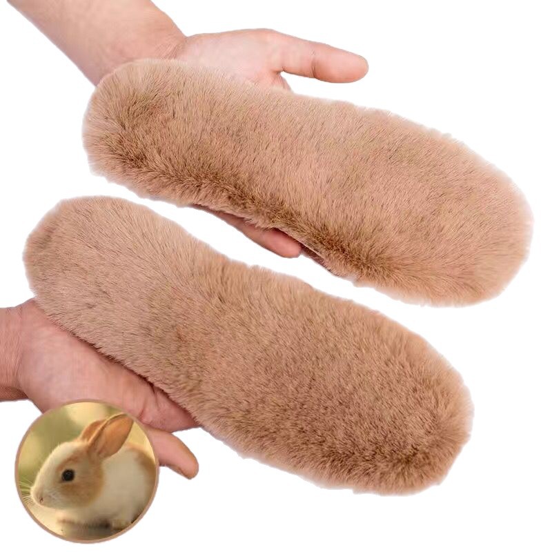 Plantilla de lana de conejo imitación con camelón, plantilla de calentamiento gruesa, suave y cómoda para absorber el sudor y no congelar felt de algodón de invierno