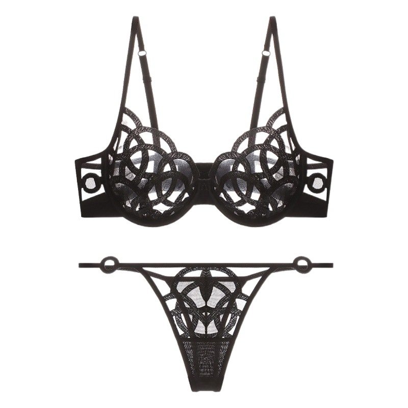 Francés sexy ropa interior de las mujeres ultra-Delgado pecho grande pequeño más el tamaño de Sujetador push up anti-flacidez de malla Sujetador de encaje traje