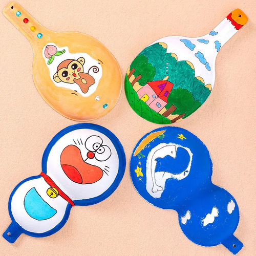 Hot-selling DIY hand-painted paper pulp thickened large and small horse spoon gourd facial makeup Halloween mask paper pulp white mask