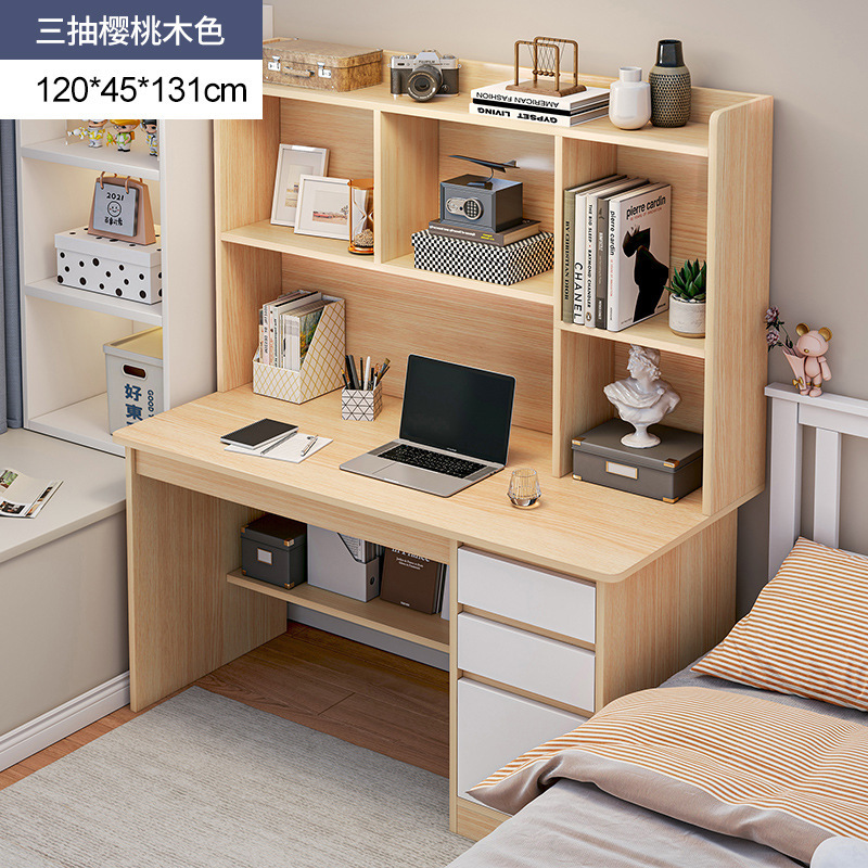 Estantería de escritorio integrada con estantería simple dormitorio en casa estudiante femenino mesa de estudio y silla combinación mesa de computadora de escritorio