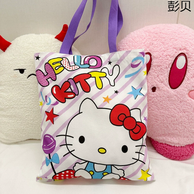 Сумка-шоппер (Hello Kitty), леноподобная, 55% хлопок 45% полиэстер, вместительная 40 см