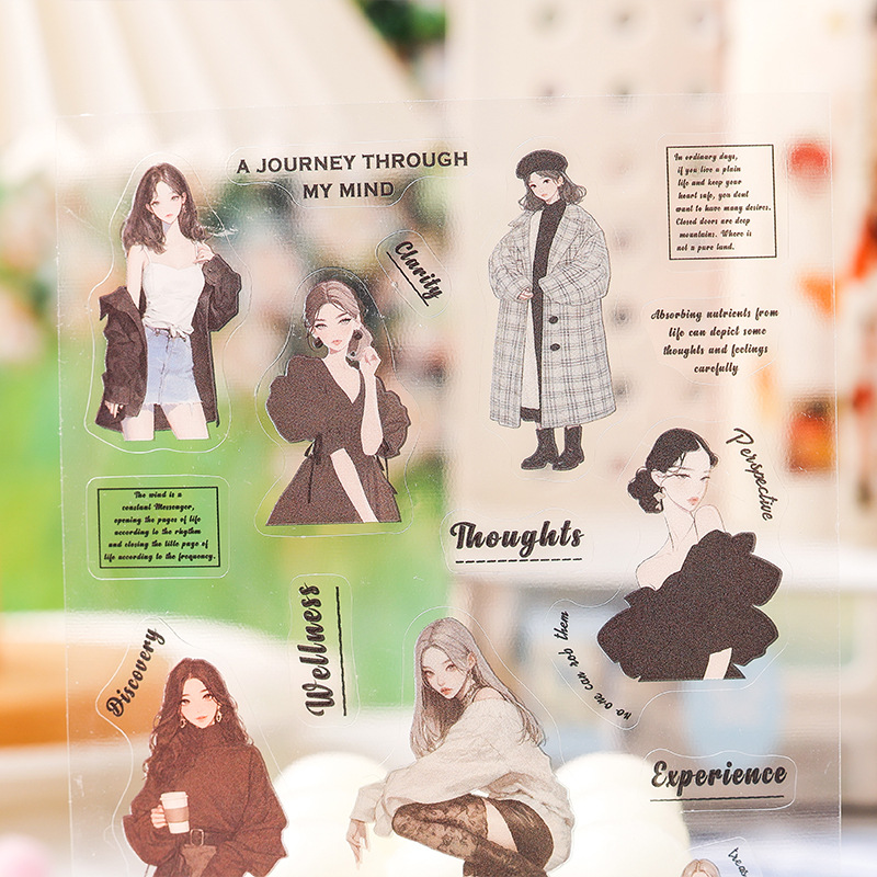 Serie de susurros de luz suave Pegatinas de personajes de anime frescos diy material de cuenta manual collage decorativo Pegatinas planas