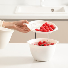 Double-layer multi-functional fruit drainer basket, household kitchen drip basket, modern simple fruit basket, small size