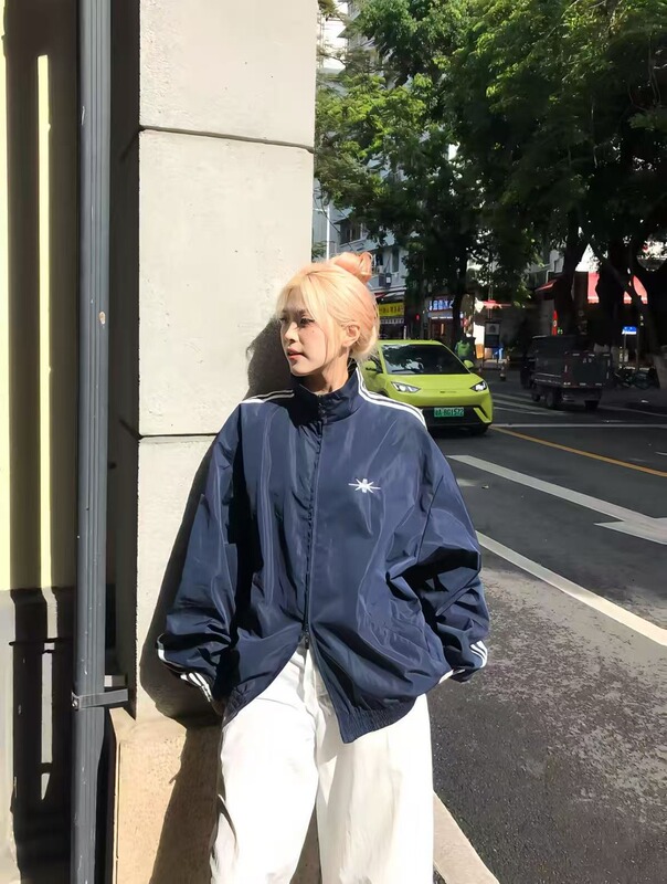 跨境2025夏薄款拉链防晒衣运动外套女学生宽松长袖风衣休闲上衣潮|undefined