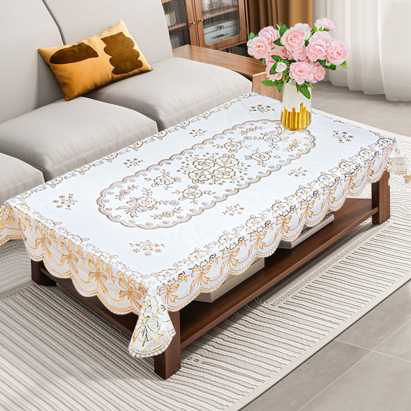 PVC Bronzing Tablecloth Oil-resistant Dirty-resistant Waterproof Nordic Thick Coffee Table Cloth Wash-free Rectangular Tablecloth Advanced Sense