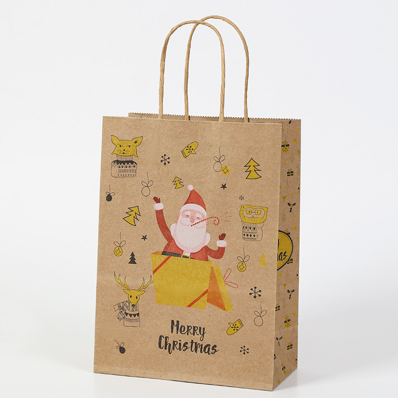 卸売りクリスマスプレゼント紙袋祝日パーティー包装クラフト紙袋平安夜キャンディープレゼント手提げ袋|undefined