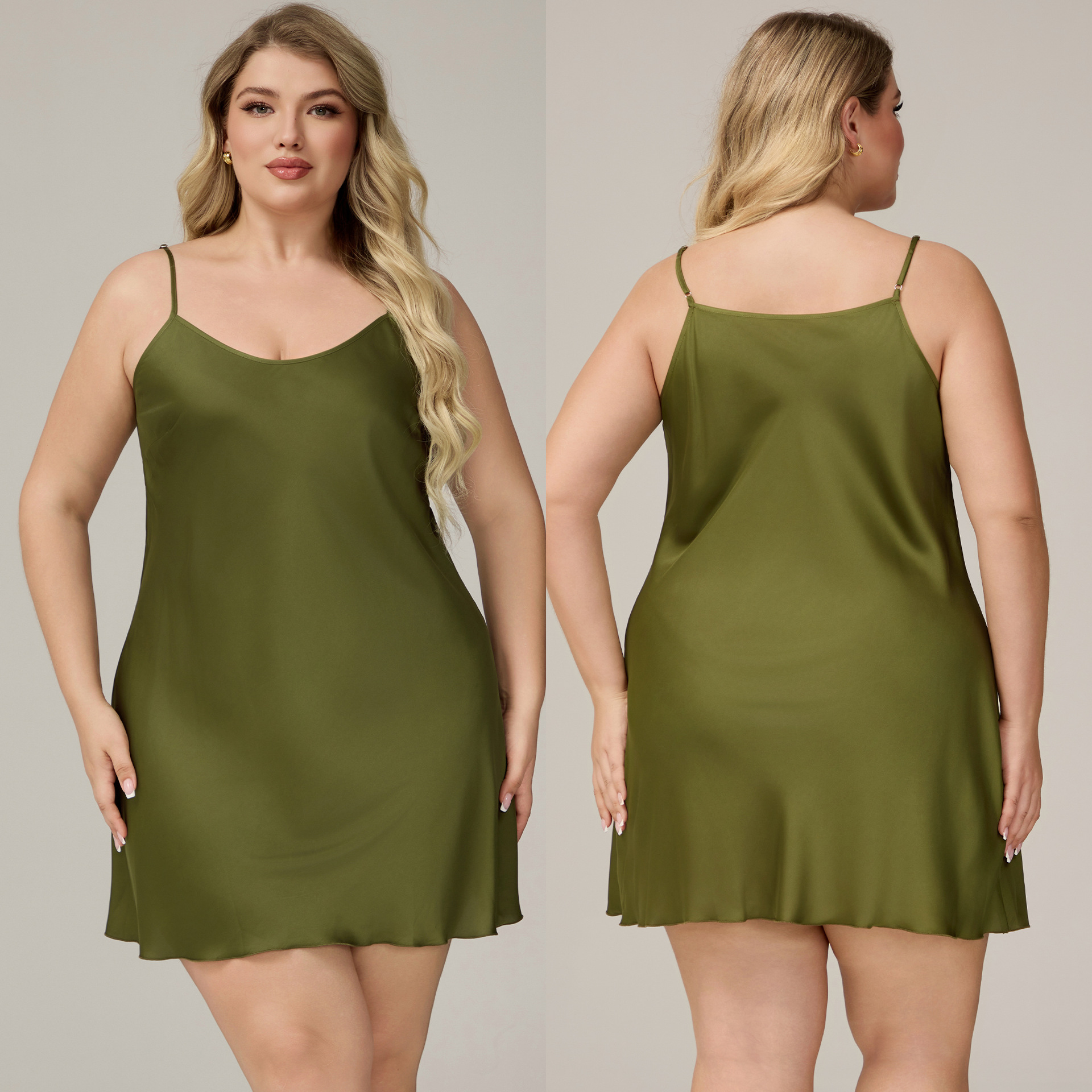 Yaoting tamaño grande MM simple satén chiffon pijama de mujer de verano esling pijama sexy ropa de hogar simple 3586