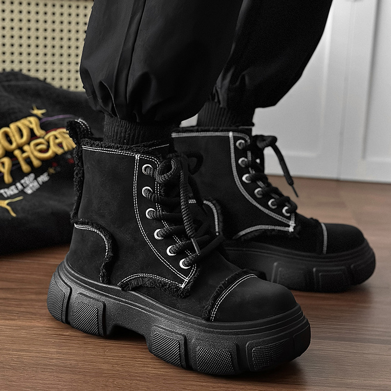 Men's Leather Motorcycle Boots And High Top Work Safety Shoes_voghion.com