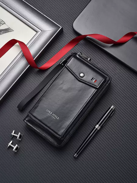 New Men's Wallet Long Large Capacity Zipper Bag Certificate Bag Multifunctional Coin Wallet Mobile Phone Wallet