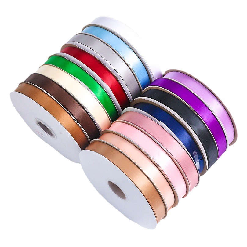 2,5 cm poliéster cinta ramo embalaje color vendaje cinta caja de regalo accesorios satén cinta de un solo lado arco al por mayor