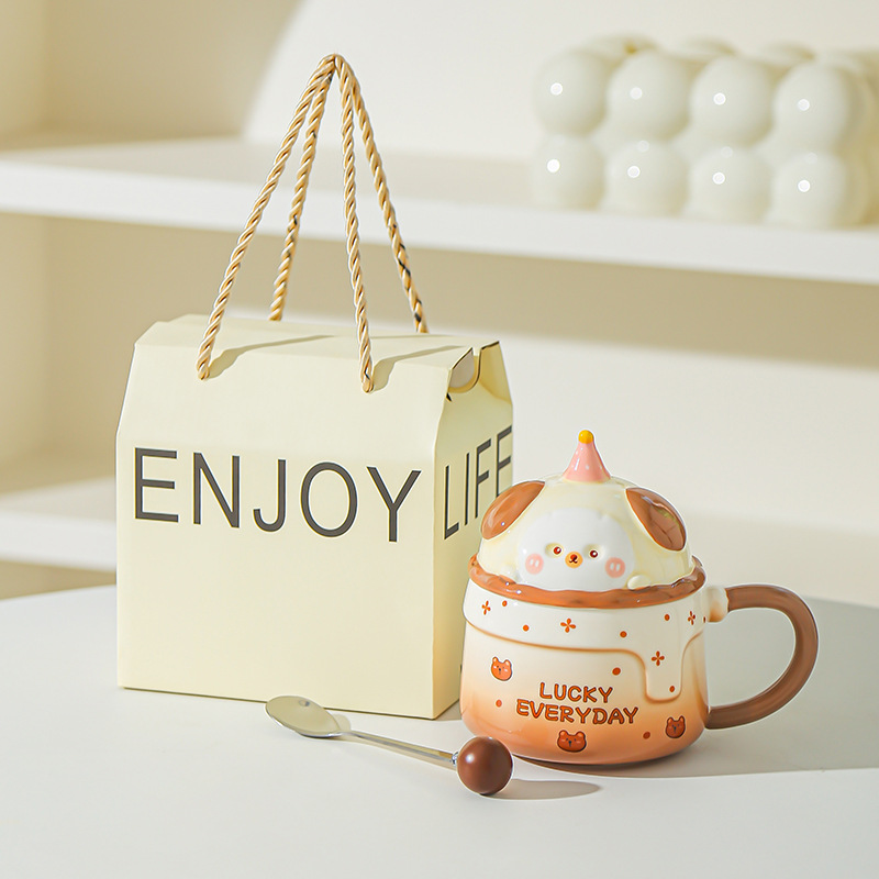 Tazas caseras de cerámica con tazas de café cubiertas, tazas de café para chicas, regalos de cumpleaños de alto valor, regalos de mano lindos