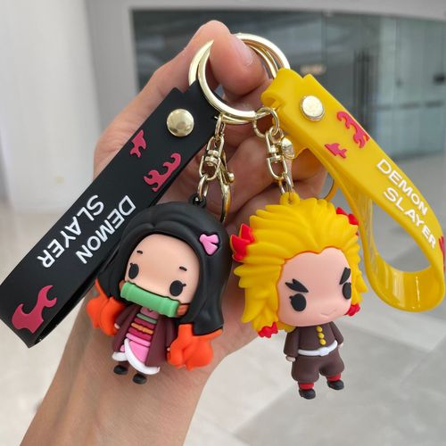 Cross-border Q-version Demon Slayer Keychain Bag Hook Soft Plush Figure Car Keychain Student Small Gift