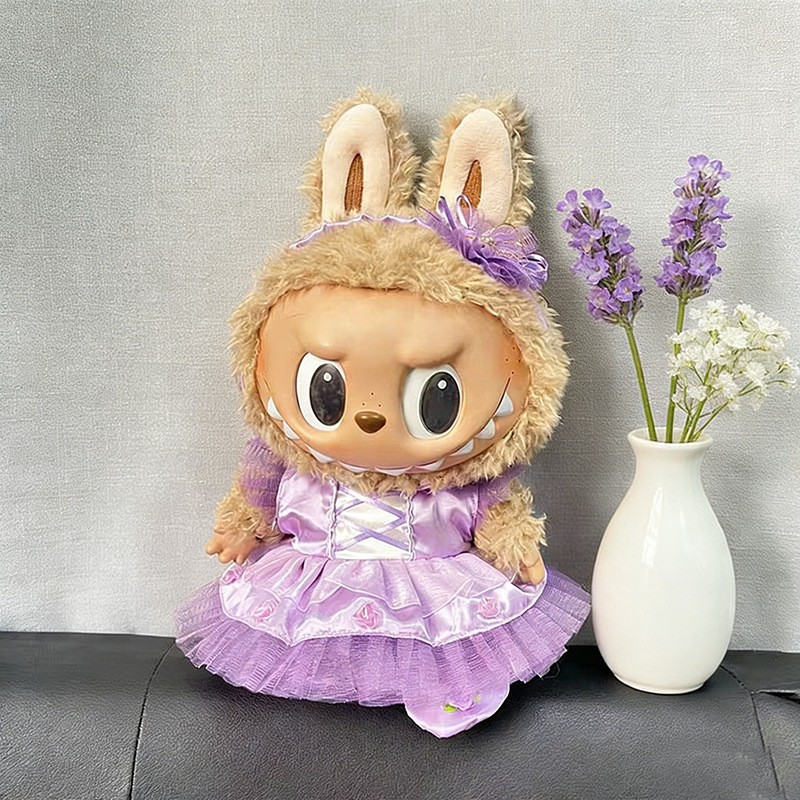 Ropa de muñeca de peluche de vinilo Labubu de 38cm para ropa de muñeca La Bu Time to Chill